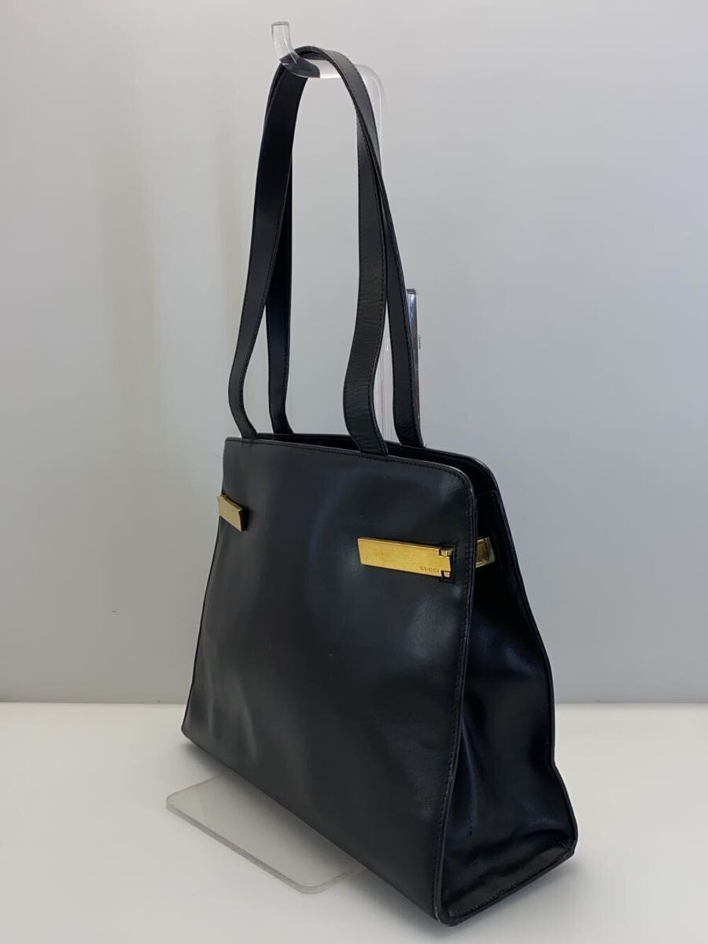 Gucci bar bag Black goldtone distinctive shoulder Black